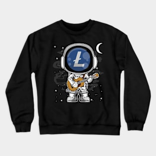 Astronaut Guitar Litecoin LTC Coin To The Moon Crypto Token Cryptocurrency Blockchain Wallet Birthday Gift For Men Women Kids Crewneck Sweatshirt